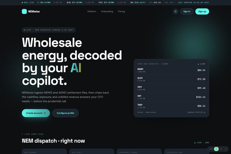 NEMwise - An AI Settlement Copilot for Energy Retailers – screenshot 1