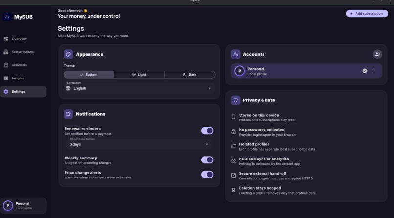 MySub – screenshot 6