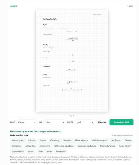 Aipen for ChatGPT: Turn Any Answer into Handwritten Notes – screenshot 1