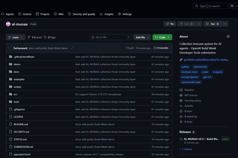 AL-MUNAA - Collective Immune System for AI Agents – screenshot 1
