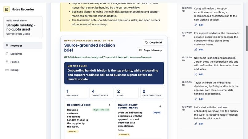 Notes Recorder — Meeting Intelligence – screenshot 1