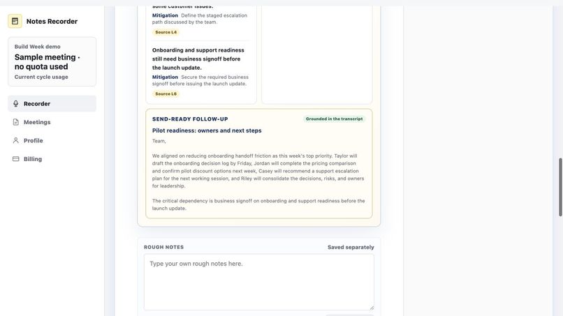 Notes Recorder — Meeting Intelligence – screenshot 2