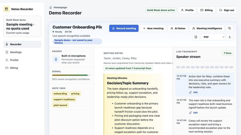 Notes Recorder — Meeting Intelligence – screenshot 3