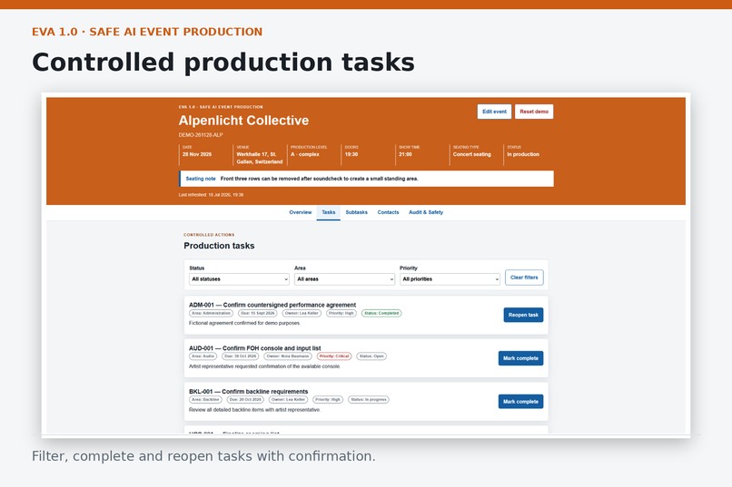 EVA 1.0 – Safe AI Event Production – screenshot 2