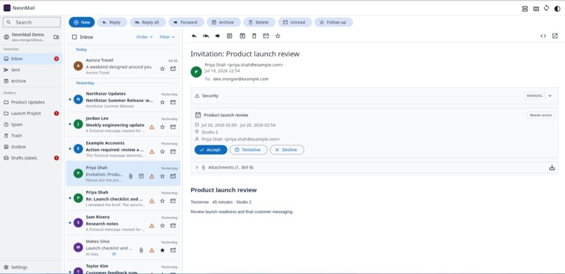NeonMail – screenshot 2
