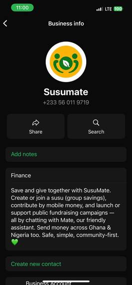 Mate — WhatsApp AI Agent for SusuMate – screenshot 1