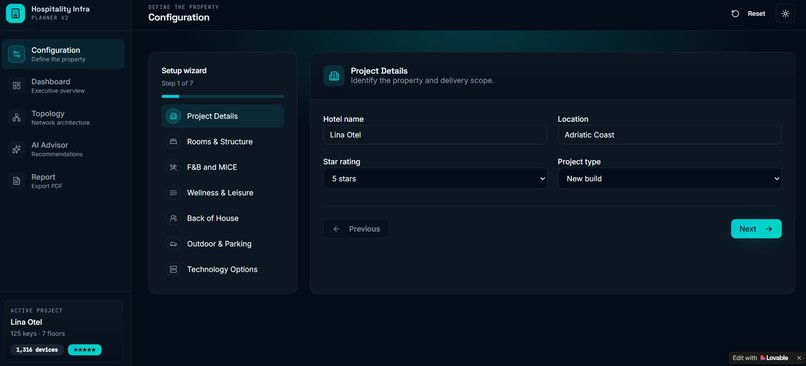 Hospitality Infrastructure Planner v2 – screenshot 1