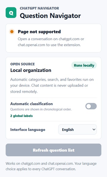ChatGPT Question Navigator – screenshot 1