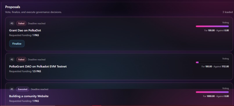 PolkaGrant DAO – screenshot 1