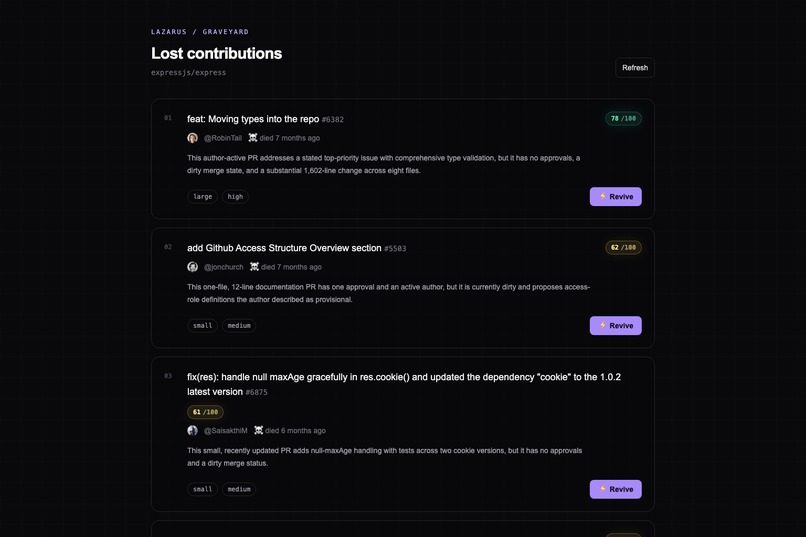 Lazarus — The Pull Request Resurrection Agent – screenshot 2