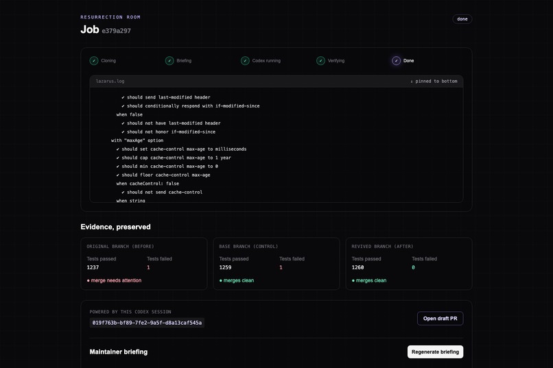 Lazarus — The Pull Request Resurrection Agent – screenshot 3