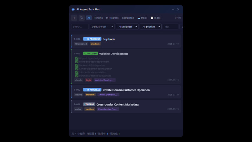 AI Agent Task Hub – screenshot 1
