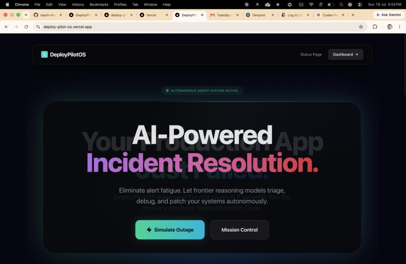 DeployPilotOS: Autonomous AI SRE – screenshot 1