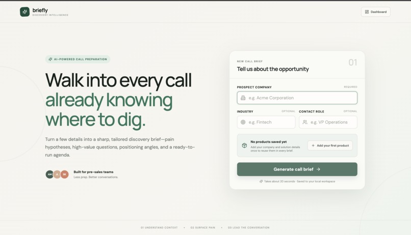 Briefly - Discovery Call Prep Agent – screenshot 5
