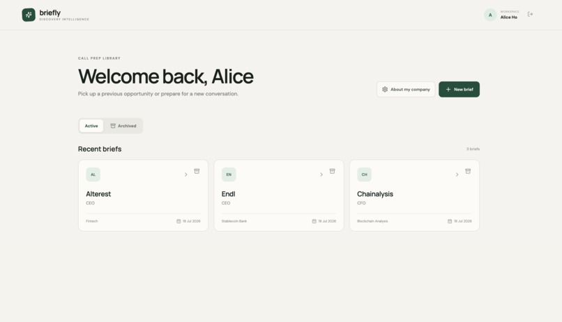 Briefly - Discovery Call Prep Agent – screenshot 6