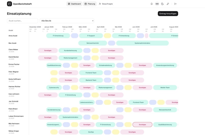 OpenBerichtsheft – screenshot 1