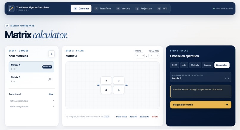 The Linear Algebra Calculator 2.0 – screenshot 4