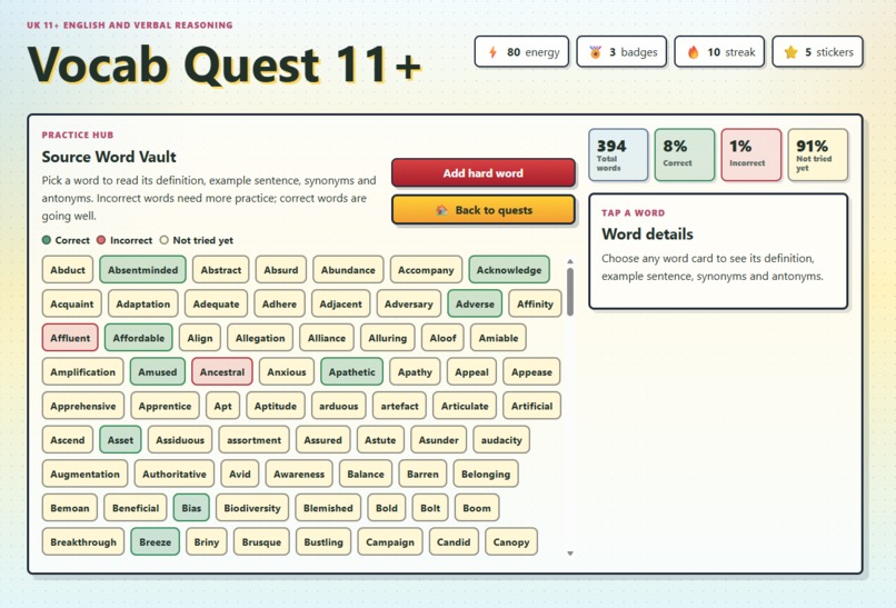 Vocab Quest 11+ – screenshot 1