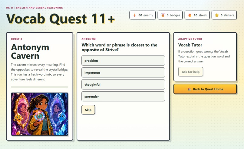 Vocab Quest 11+ – screenshot 3