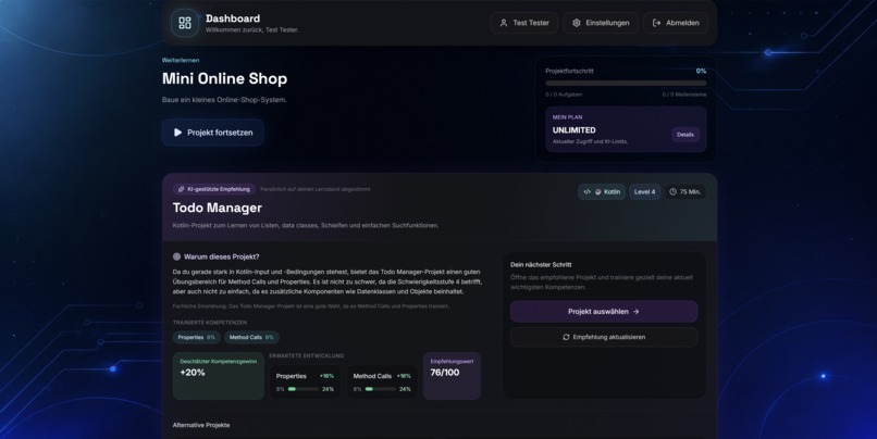 KI Coding Adaptive AI-Powered Learning Platform – screenshot 1