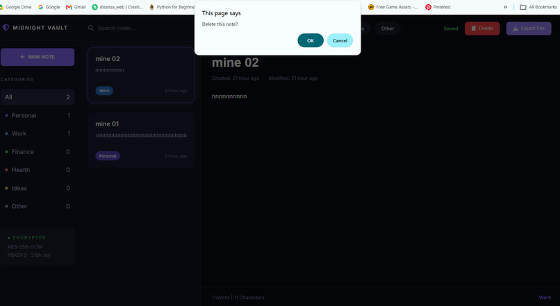 private_notes_vault – screenshot 2