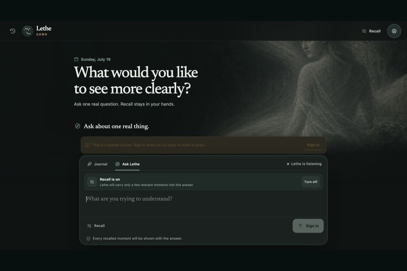 Lethe — A private journal for becoming – screenshot 2