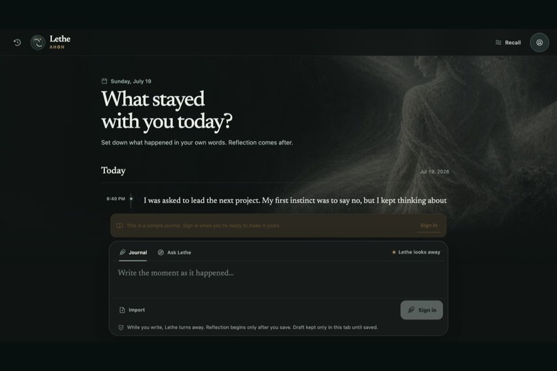 Lethe — A private journal for becoming – screenshot 3