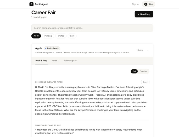 Career Fair Agent – screenshot 1