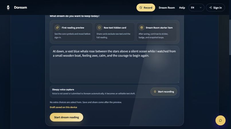 Doream — Private AI Dream Cards – screenshot 1
