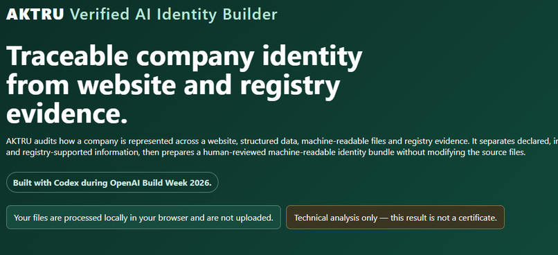 AKTRU Verified AI Identity Builder – screenshot 2