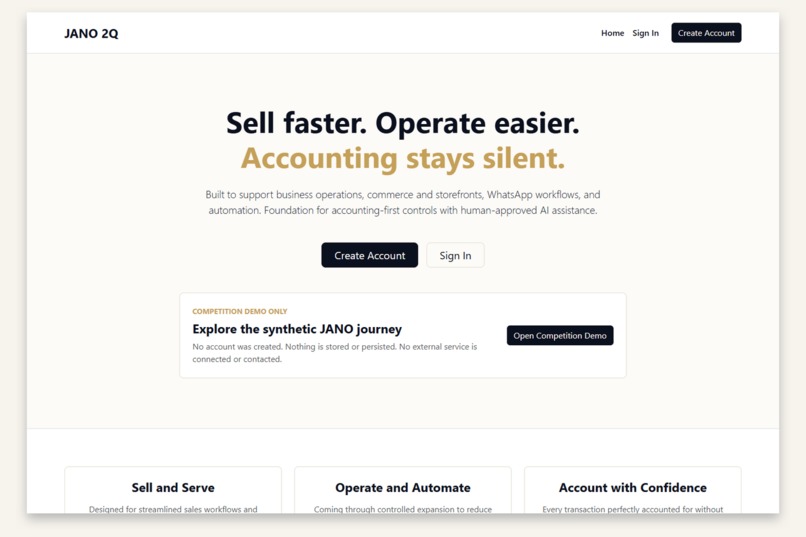 JANO 2Q — Accounting-Safe Commerce OS – screenshot 1