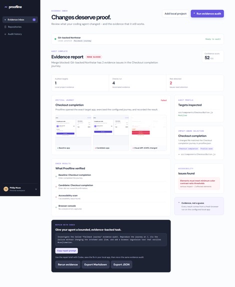 Proofline — Evidence-based review for AI-generated code – screenshot 2