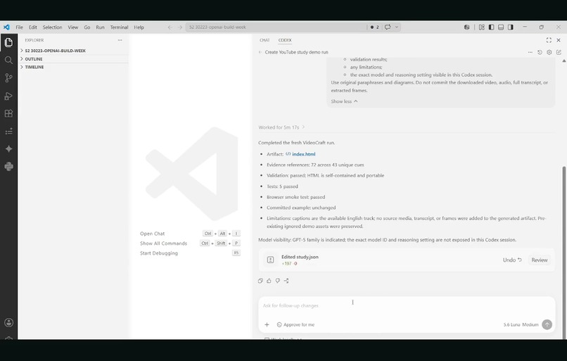 VideoCraft — Grounded Study Guides in Codex – screenshot 1