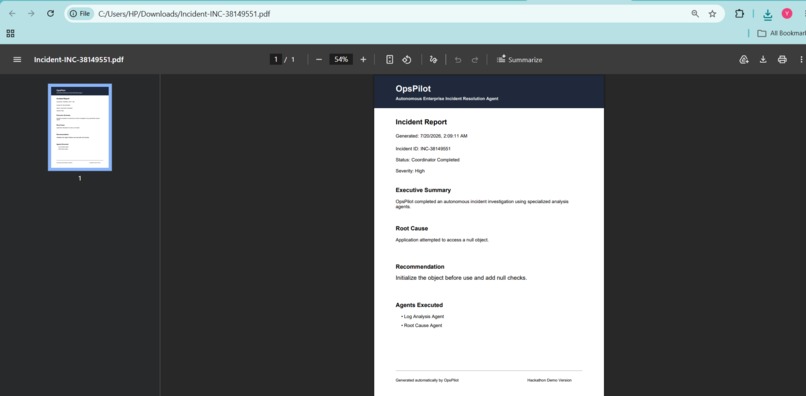 OpsPilot – Autonomous Enterprise Incident Resolution Agent – screenshot 8
