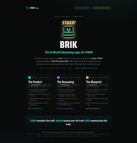 BRIK — The AI Wealth Reasoning Layer for STAKD – screenshot 1