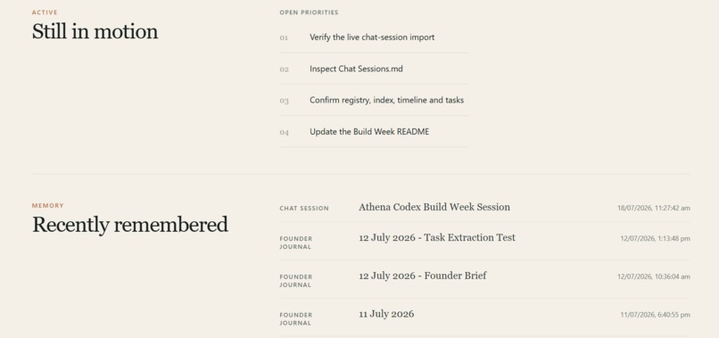 Athena: AI Operating System for Founders  – screenshot 2