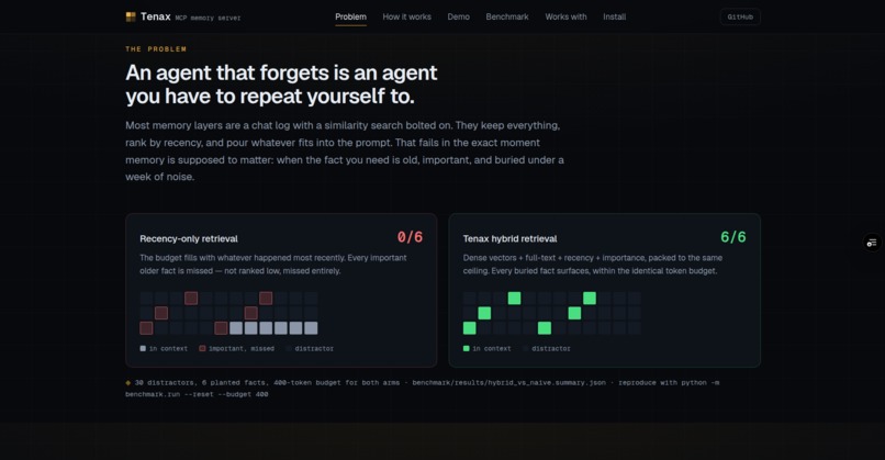 Tenax | Self-Managing AI Memory – screenshot 3