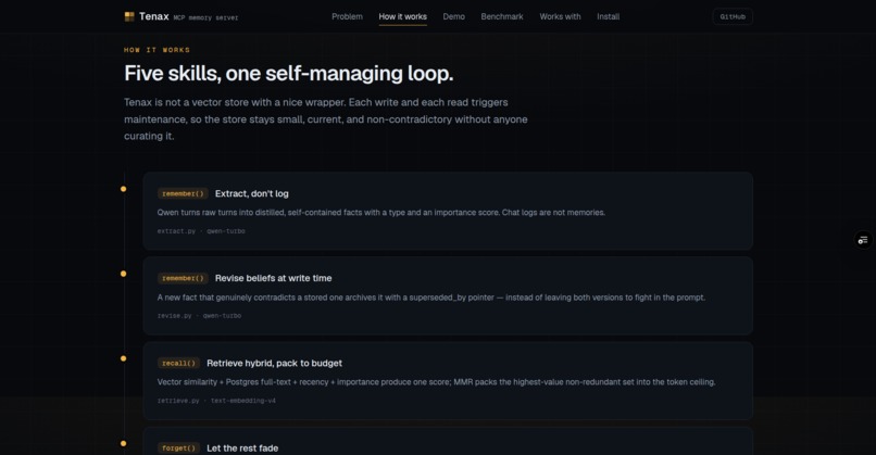 Tenax | Self-Managing AI Memory – screenshot 4