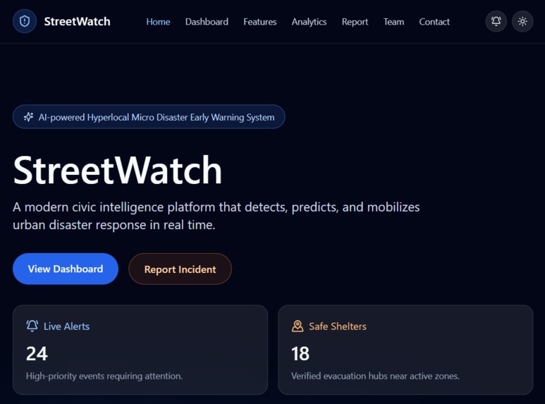 StreetWatch — Hyperlocal Micro-Disaster Early Warning System – screenshot 1