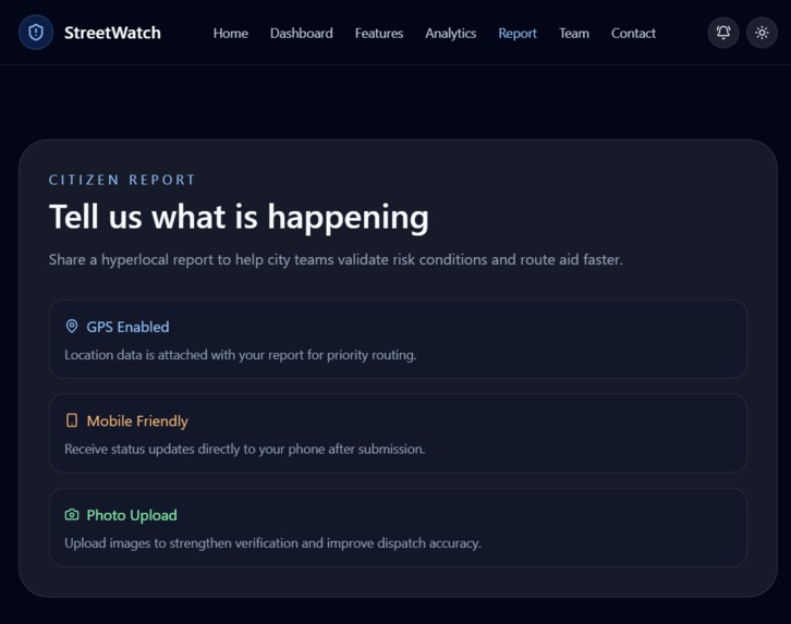 StreetWatch — Hyperlocal Micro-Disaster Early Warning System – screenshot 6