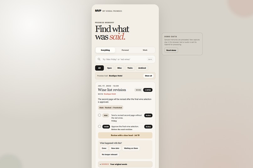 MVP — My Verbal Promises – screenshot 2