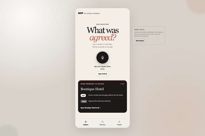 MVP — My Verbal Promises – screenshot 1