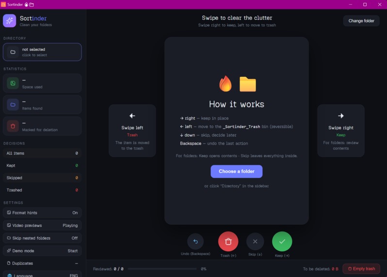 Sortinder – screenshot 1