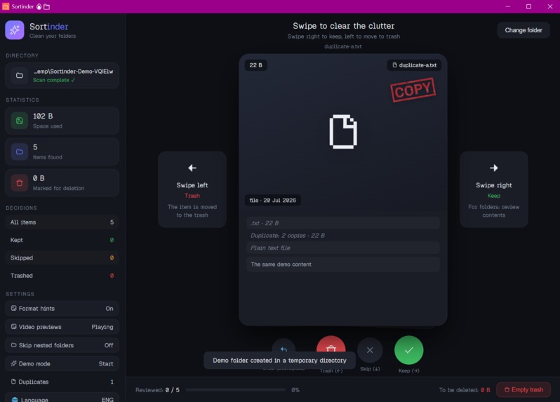 Sortinder – screenshot 3