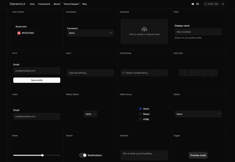 Starwind UI – screenshot 2
