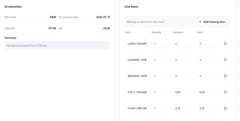 ReceiptBrain – screenshot 2