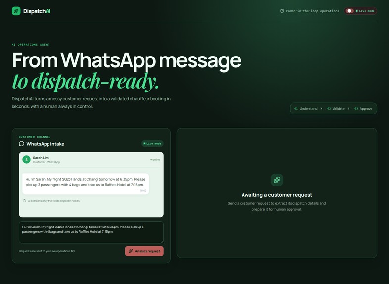 DispatchAI - AI Operations Agent for Chauffeur Dispatch – screenshot 1