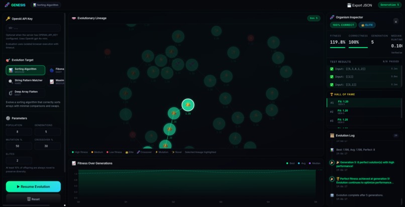 GENESIS — Darwinian Code Evolution Engine – screenshot 5