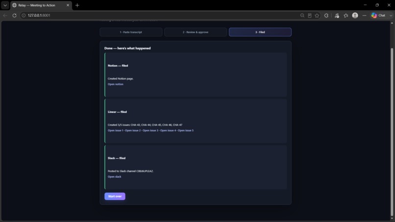 Relay — Meeting-to-Action Agent – screenshot 9