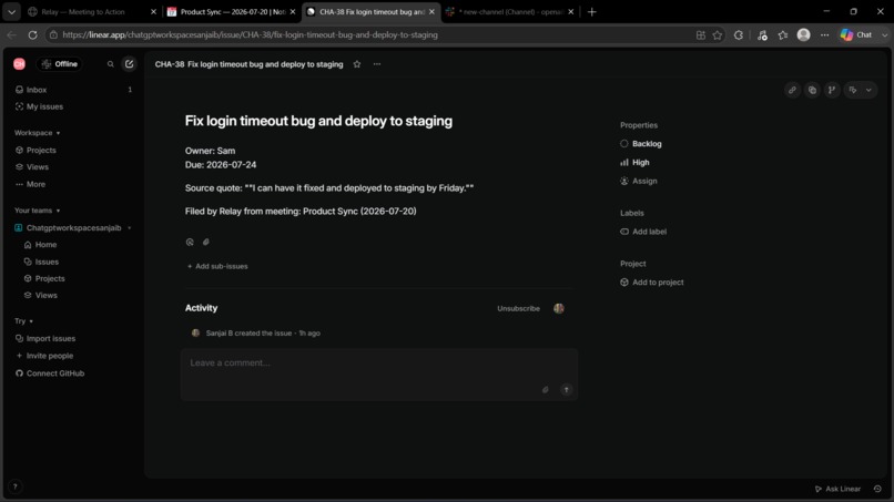 Relay — Meeting-to-Action Agent – screenshot 3